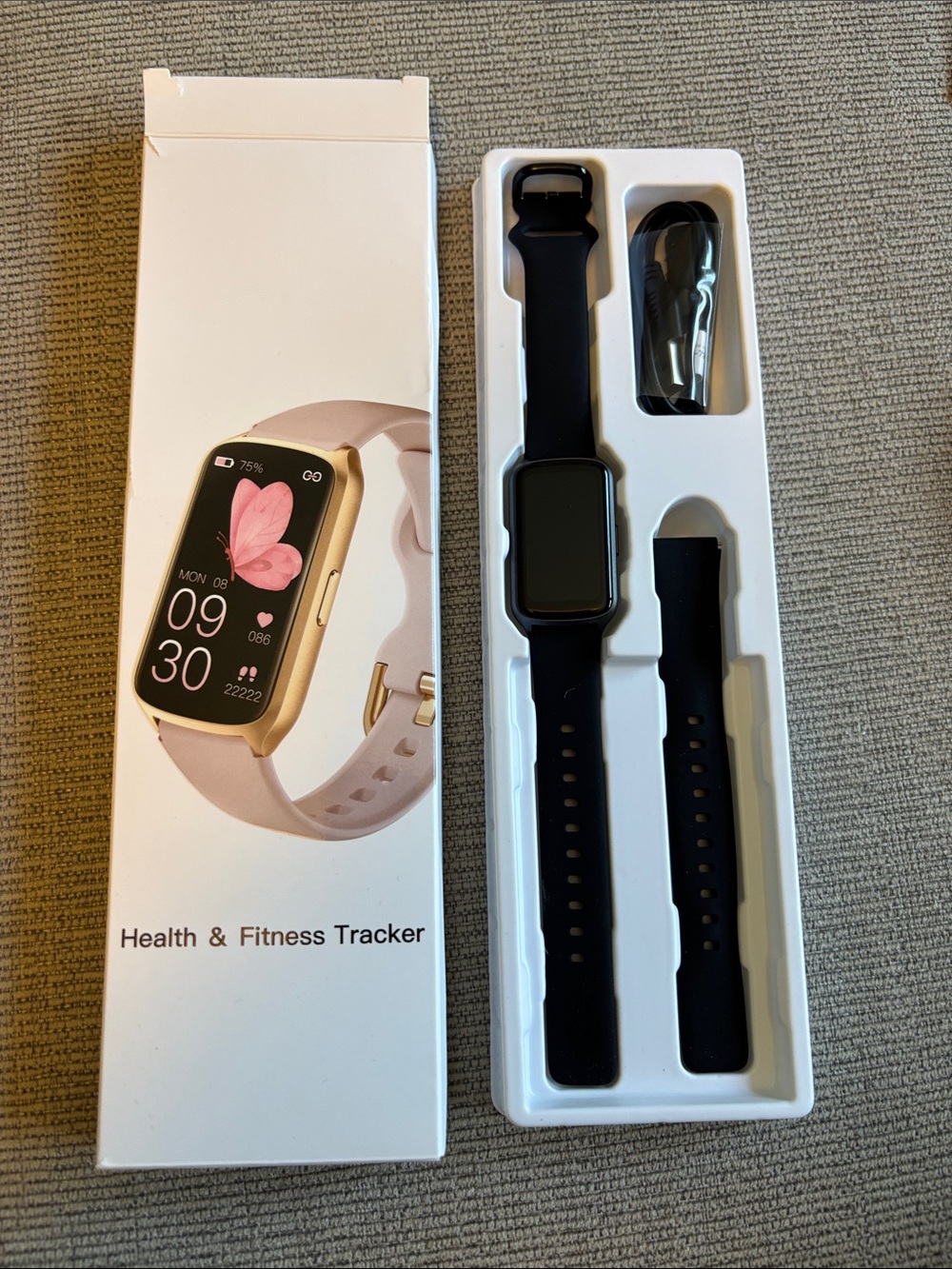 Health & Fitness Tracker Smartwatch - Black